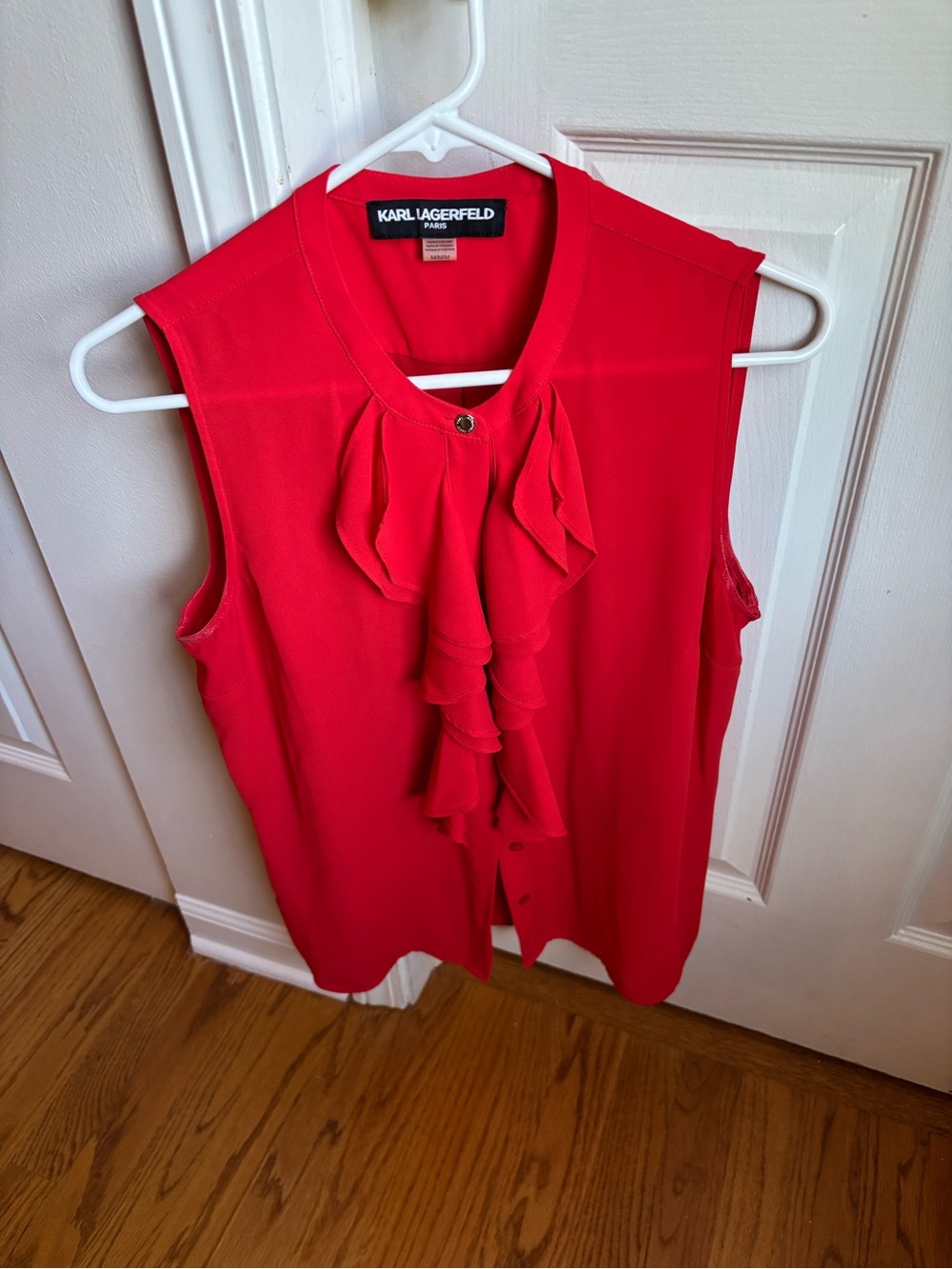 Karl Lagerfeld Ruffle Front Sleeveless Blouse